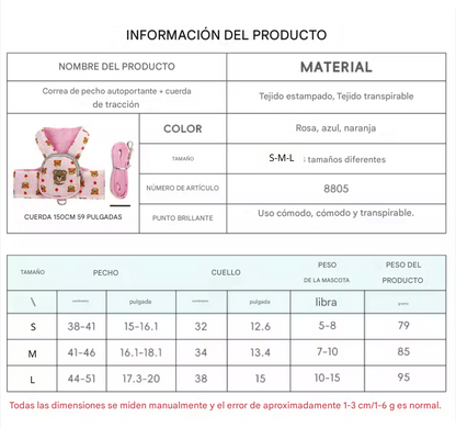 Set de arnes y correa "Dulce Paseo"